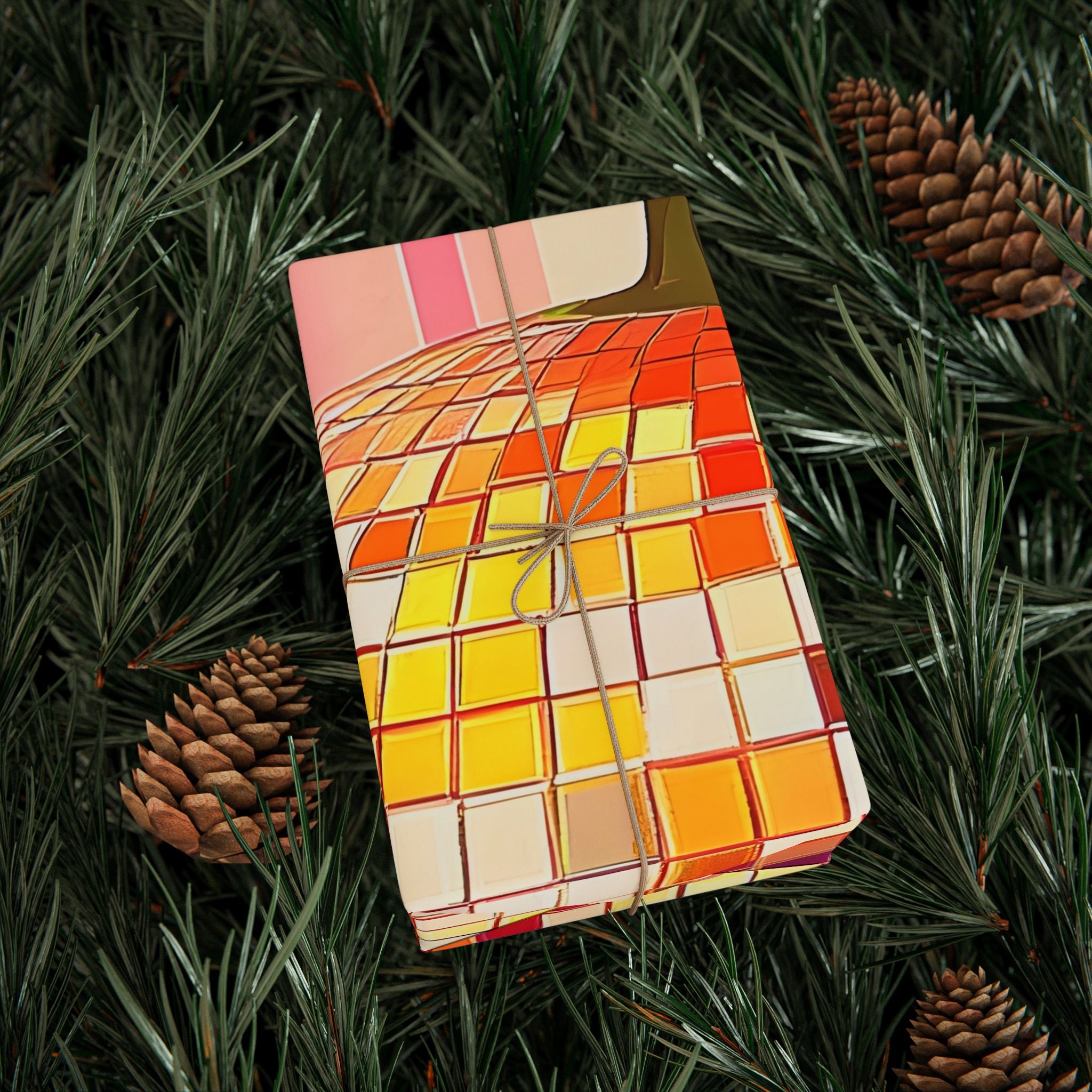 Disco Orange Wrapping Paper — Retro Mosaic Fruit Gift Wrap