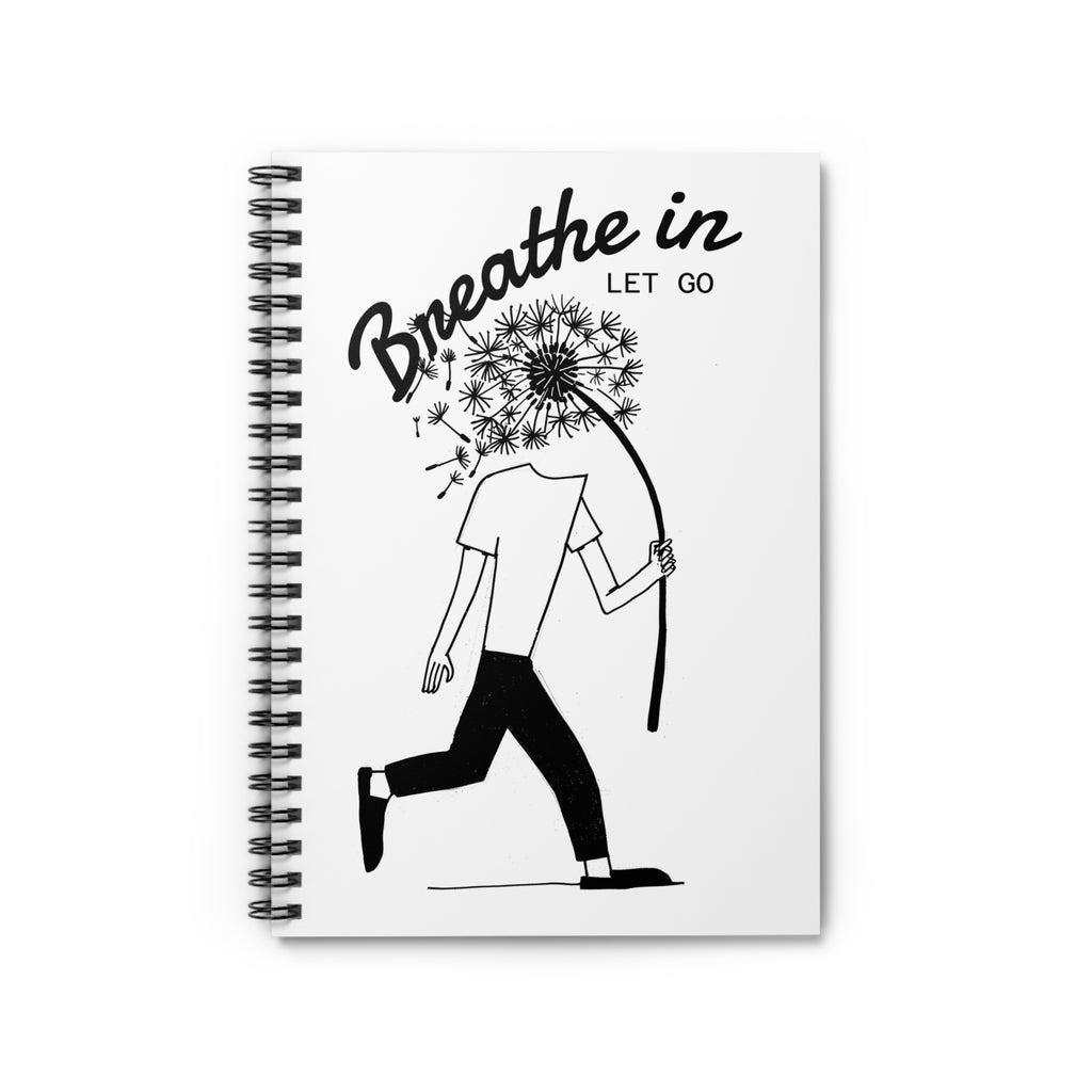 Mindfulness Spiral Notebook — Dandelion "Breathe In. Let Go." Ruled Journal, 6x8