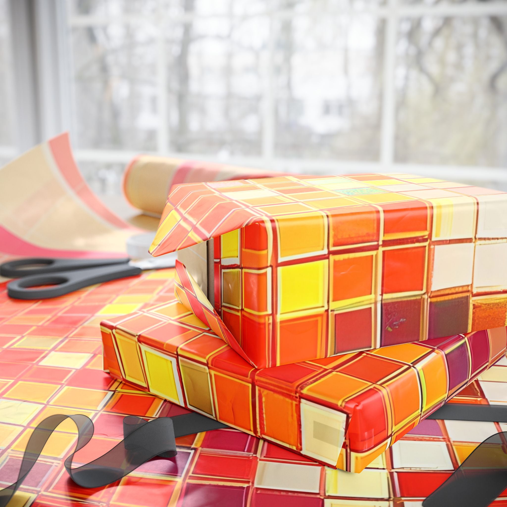 Disco Orange Wrapping Paper — Retro Mosaic Fruit Gift Wrap