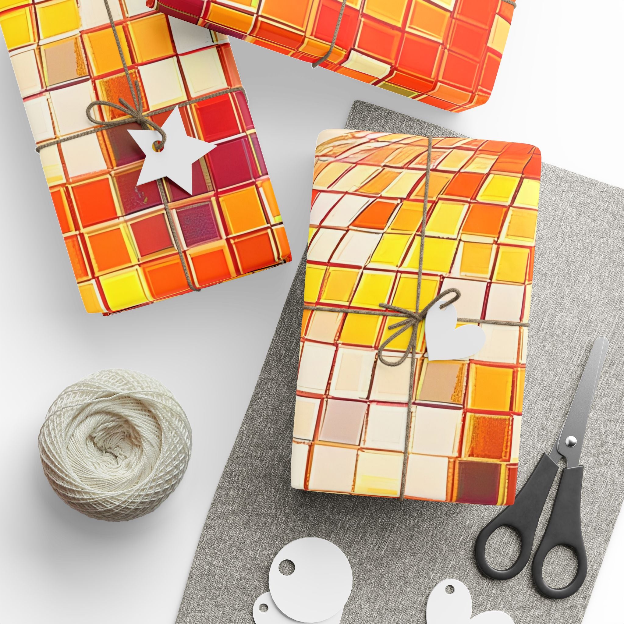 Disco Orange Wrapping Paper — Retro Mosaic Fruit Gift Wrap