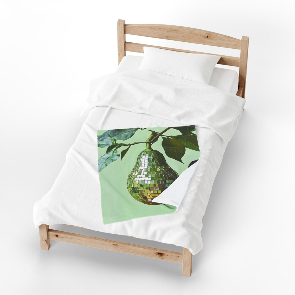 Disco Avocado Plush Blanket for Cozy Nights, Gift for Avocado Lovers, Home Decor, Soft Throw Blanket, Unique Wedding Present