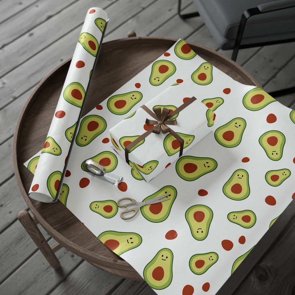 Avocado Pattern Wrapping Paper Roll — Cute Avocado Gift Wrap for Birthdays & Foodies