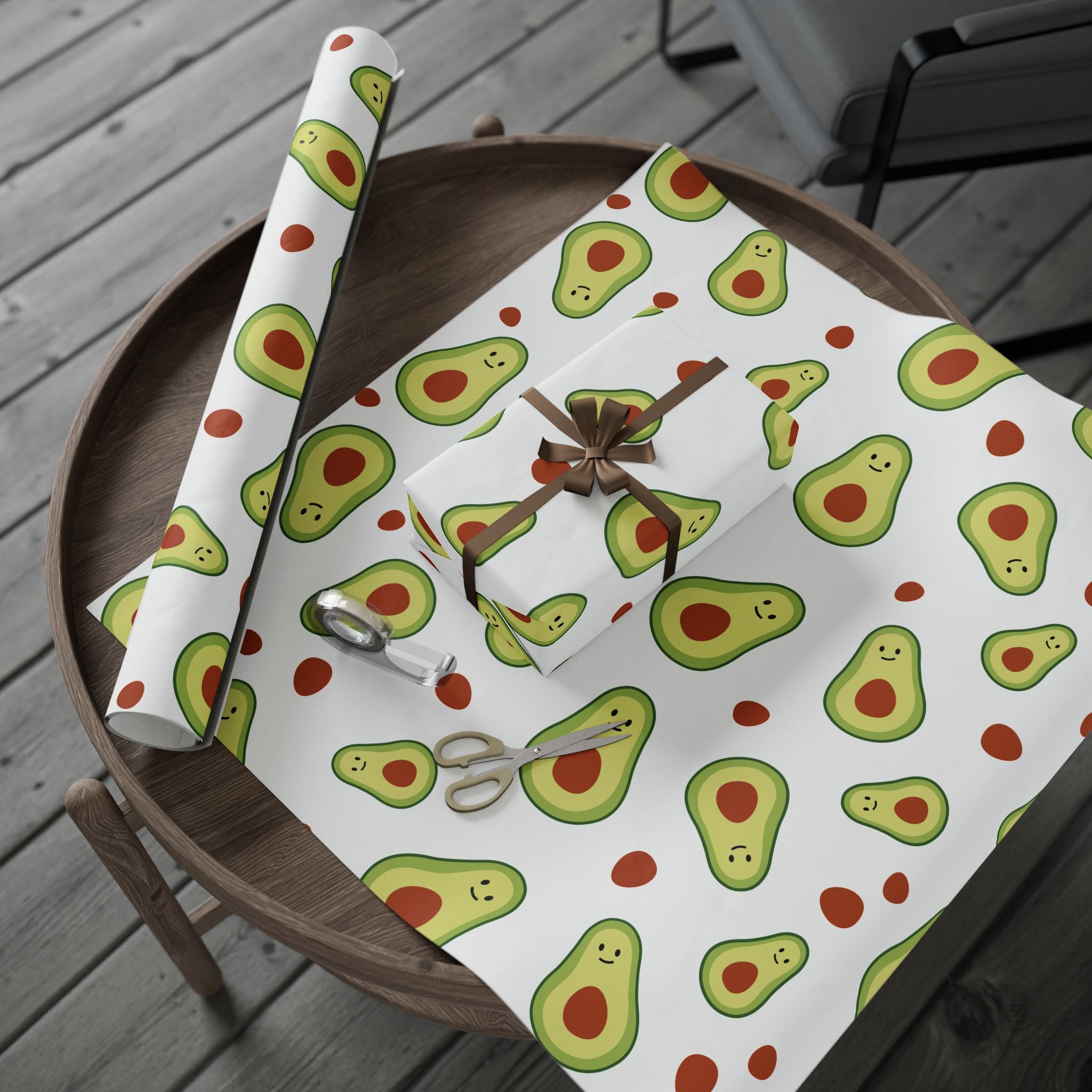 Avocado Pattern Wrapping Paper Roll — Cute Avocado Gift Wrap for Birthdays & Foodies