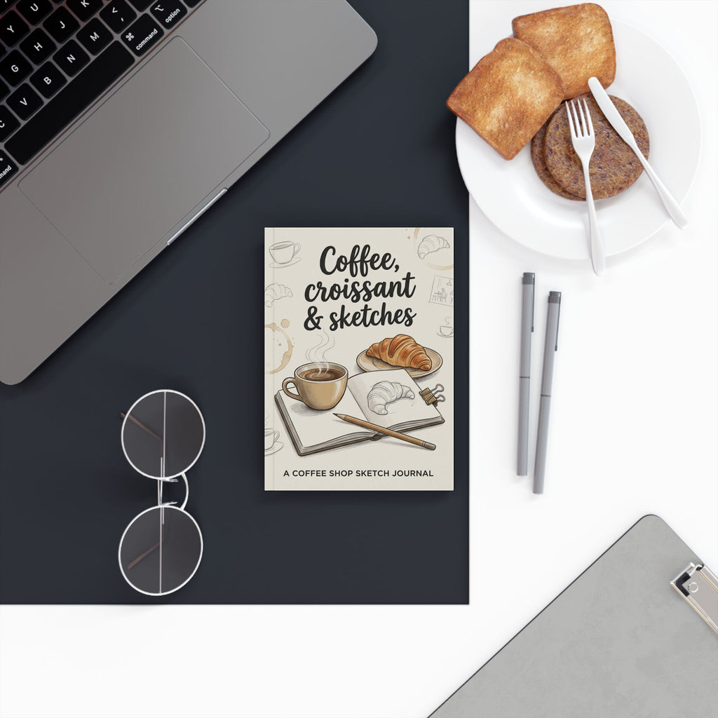 Coffee, Croissant & Sketches - Hardback Sketch Coffee BookJournal l
