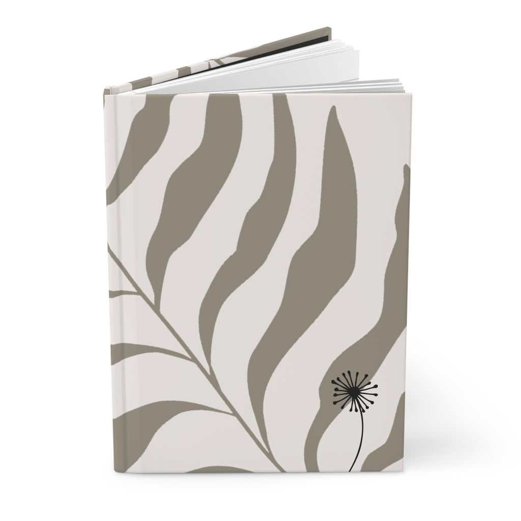 Neutral Palm Leaf Hardcover Journal — Botanical Ruled Notebook for Notes & Planning