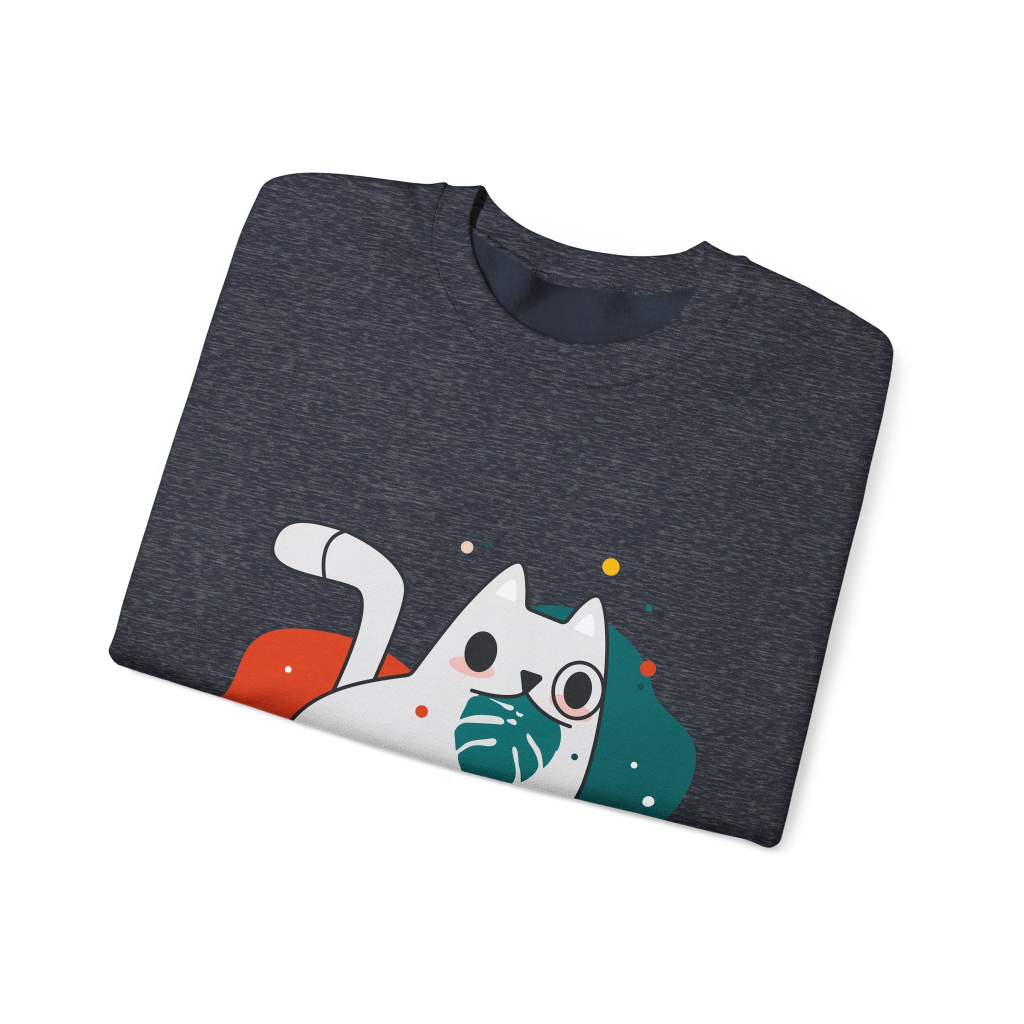 Cute Cat & Corgi Crewneck Sweatshirt — Playful Pet Graphic Pullover