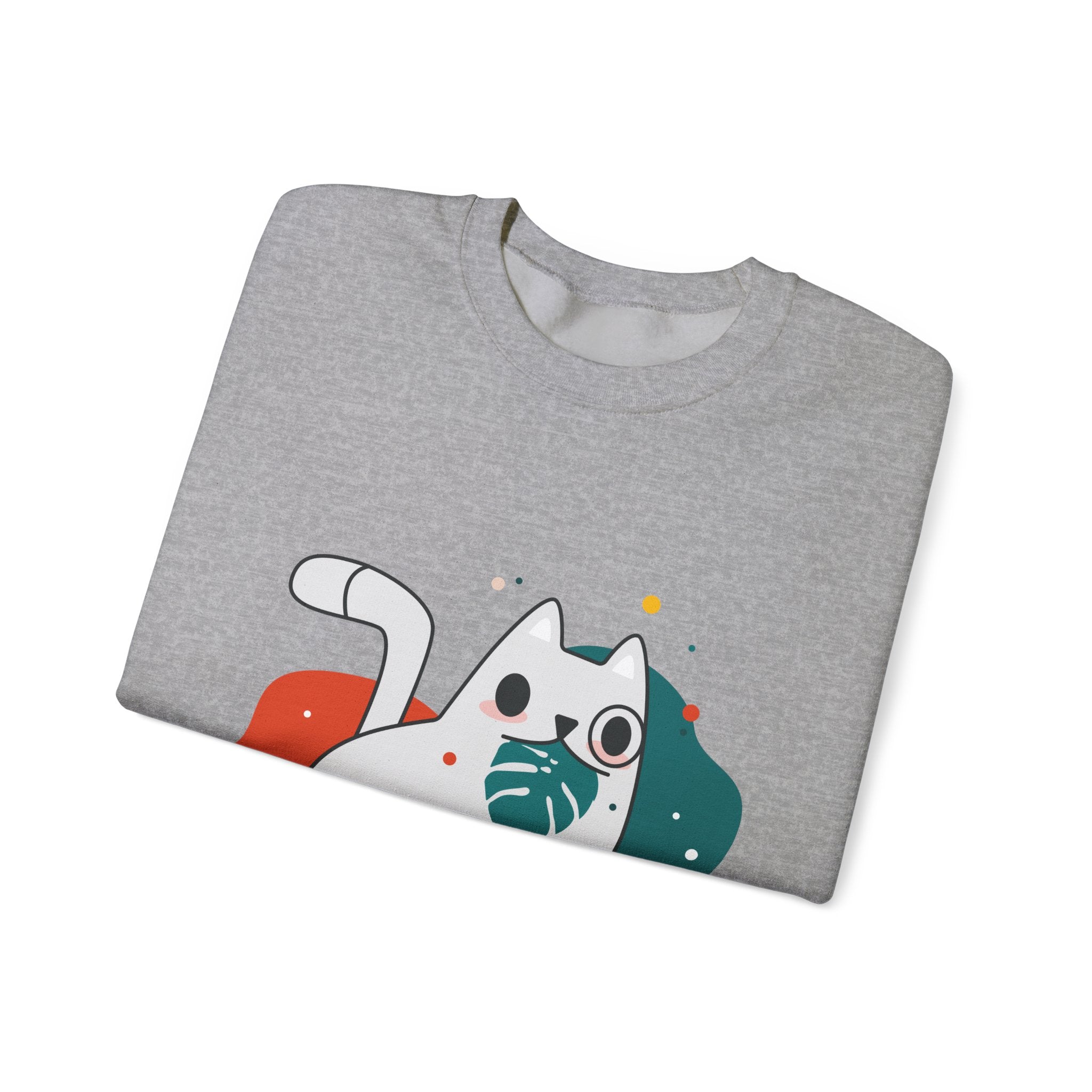 Cute Cat & Corgi Crewneck Sweatshirt — Playful Pet Graphic Pullover