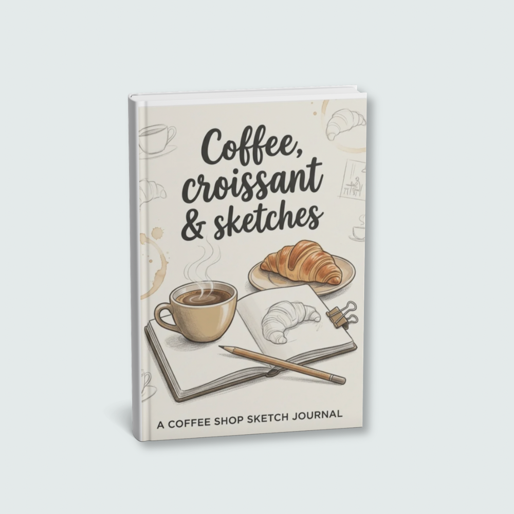 Coffee, Croissant & Sketches - Hardback Sketch Coffee BookJournal l