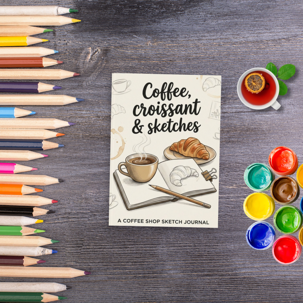 Coffee, Croissant & Sketches - Hardback Sketch Coffee BookJournal l