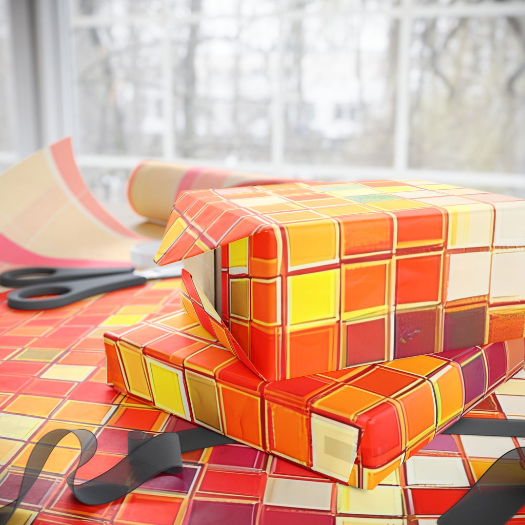 Disco Orange Wrapping Paper — Retro Mosaic Fruit Gift Wrap