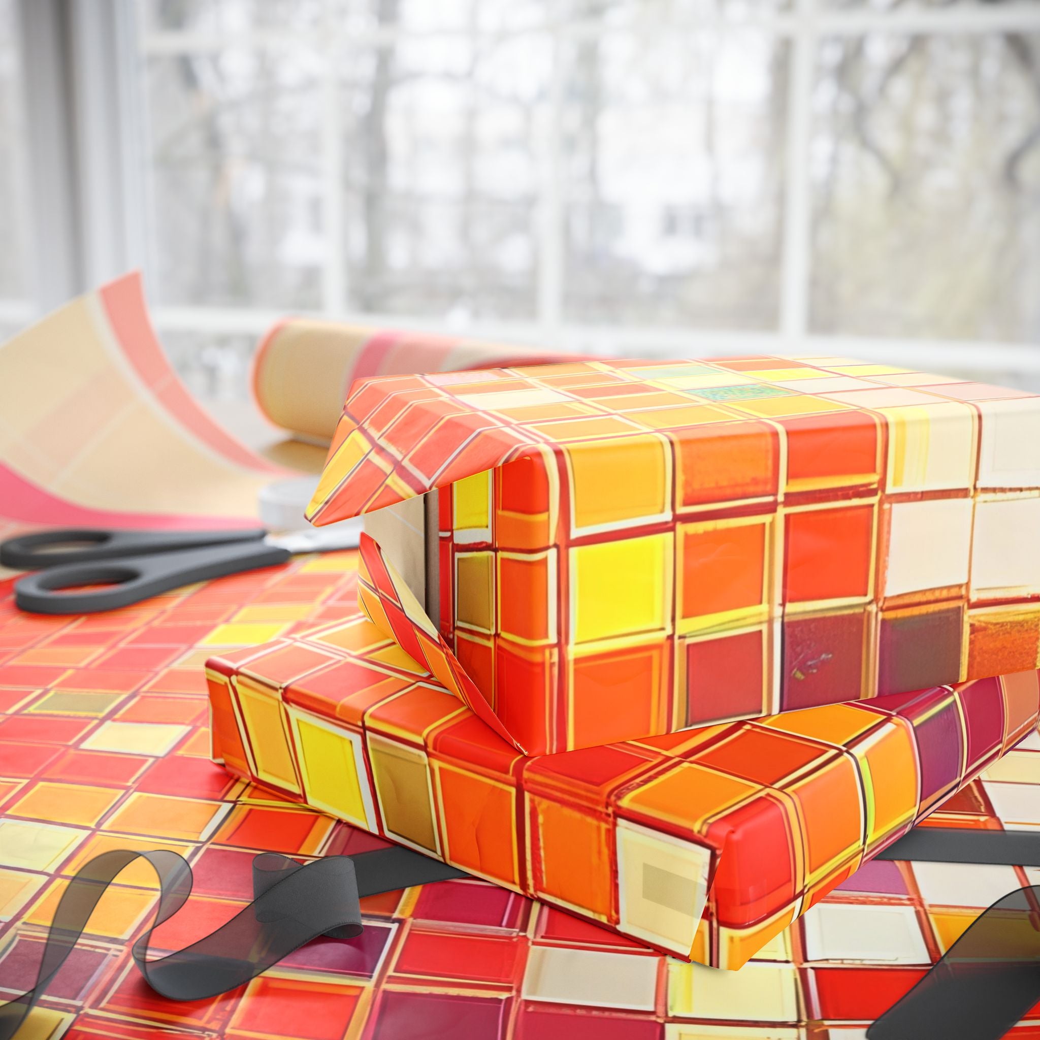 Disco Orange Wrapping Paper — Retro Mosaic Fruit Gift Wrap