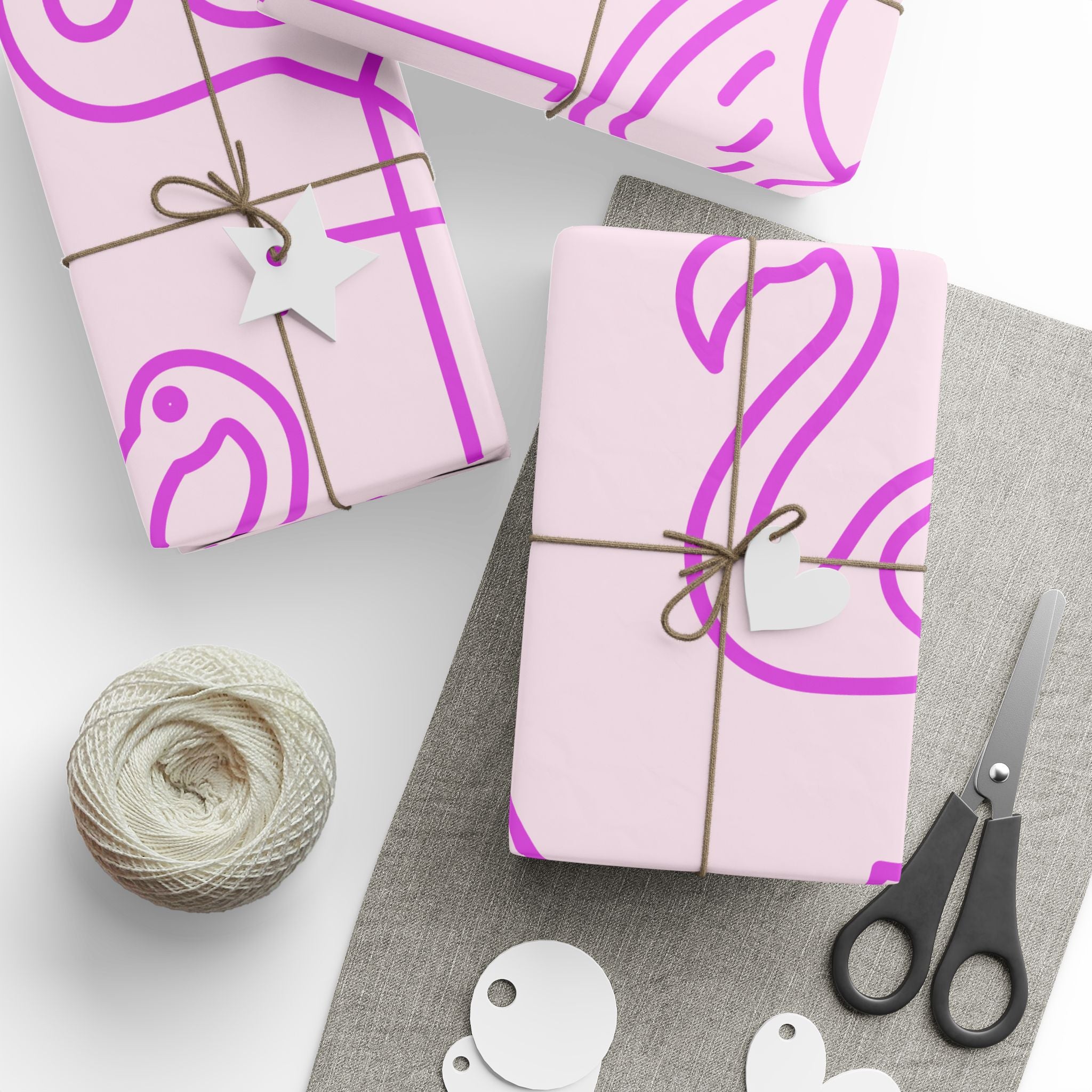 Flamingo Pattern Wrapping Paper — Pink Tropical Gift Wrap (Gloss or Matte)