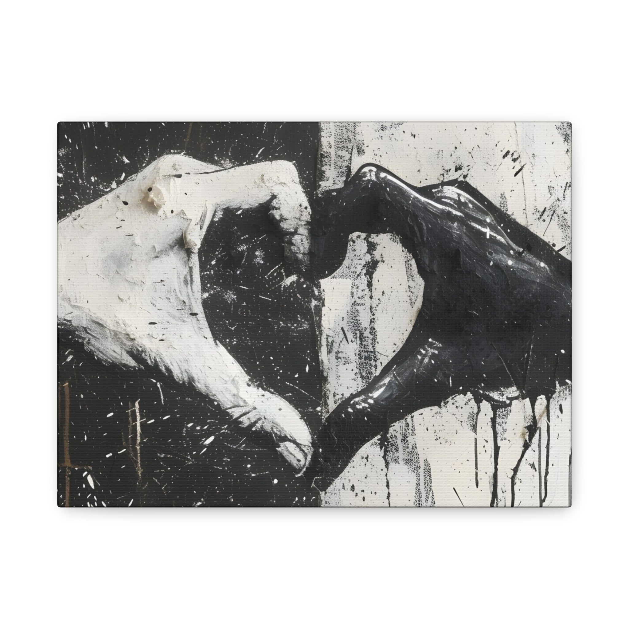 Personalized Monochrome Heart Hands Canvas — Black & White Stretched Wall Art