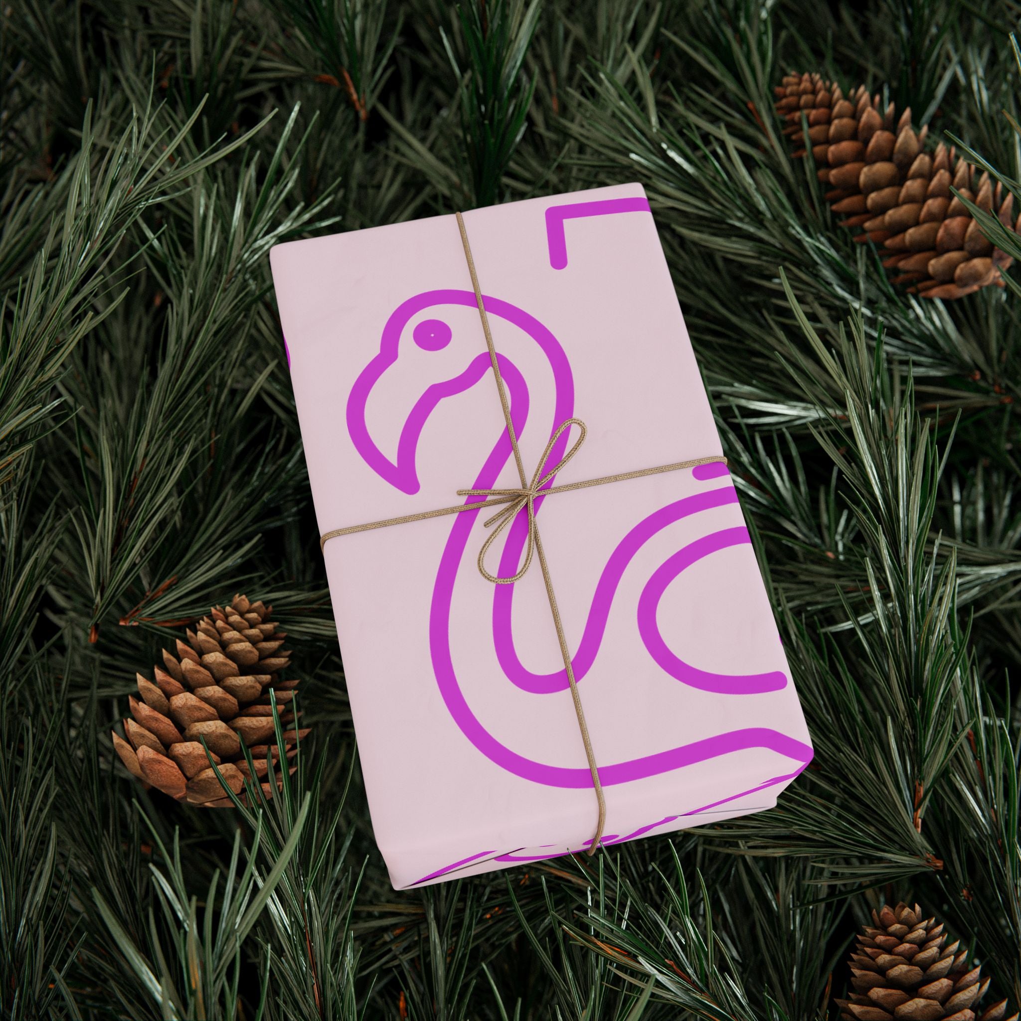 Flamingo Pattern Wrapping Paper — Pink Tropical Gift Wrap (Gloss or Matte)