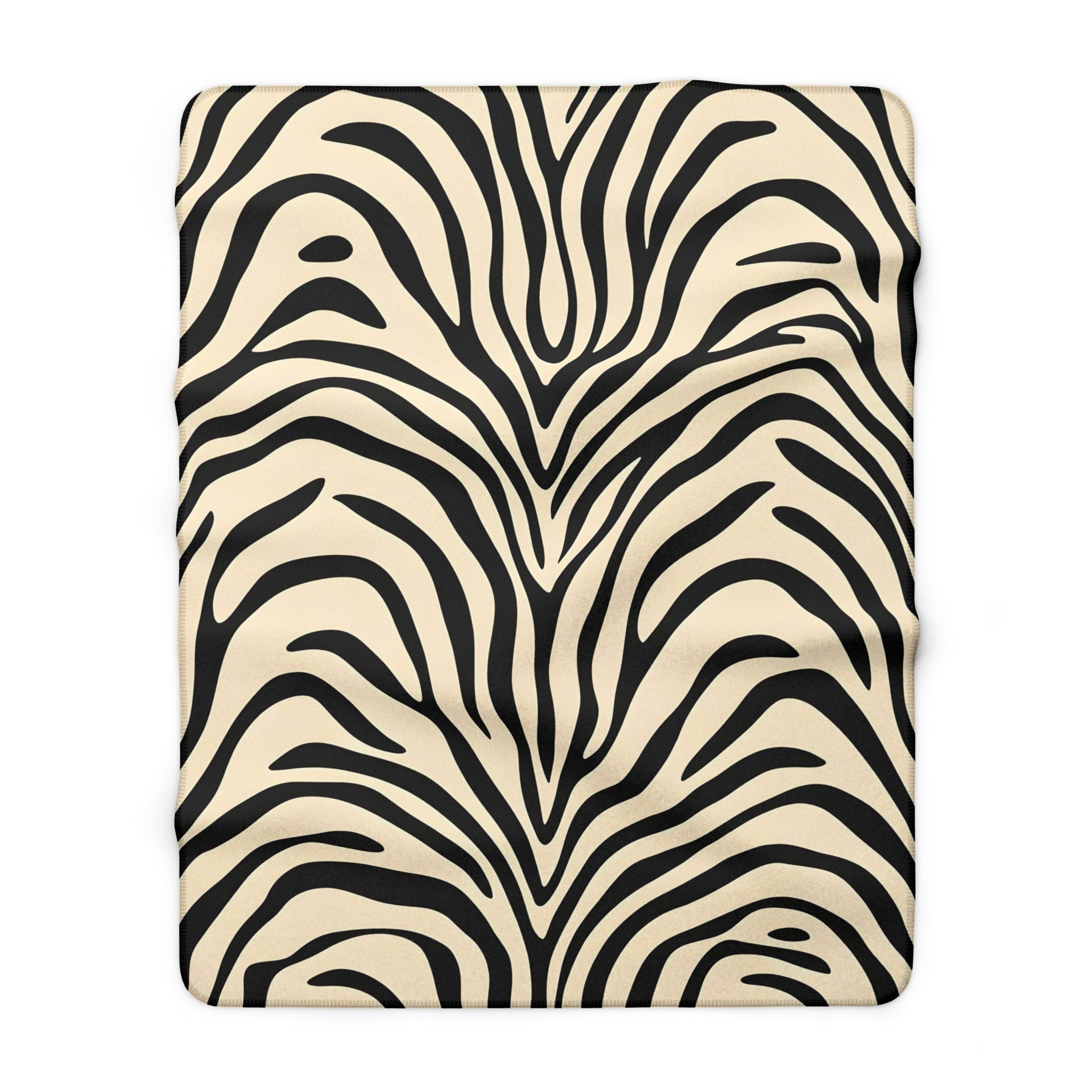 Zebra Print Sherpa Blanket — Cozy Cream & Black Animal-Print Throw