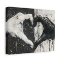 Heart Hands Matte Canvas Art – Modern Black and White Wall Decor
