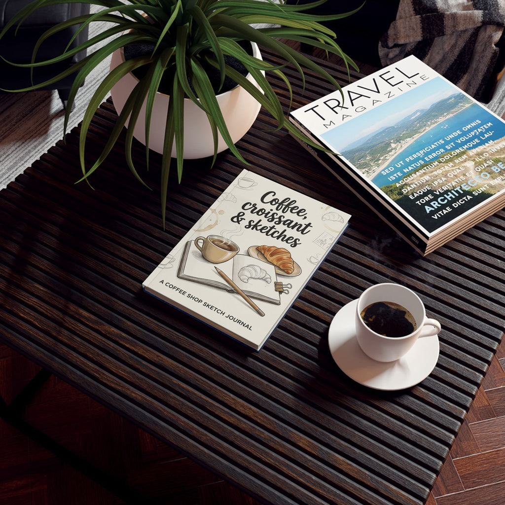 Coffee, Croissant & Sketches - Hardback Sketch Coffee BookJournal l