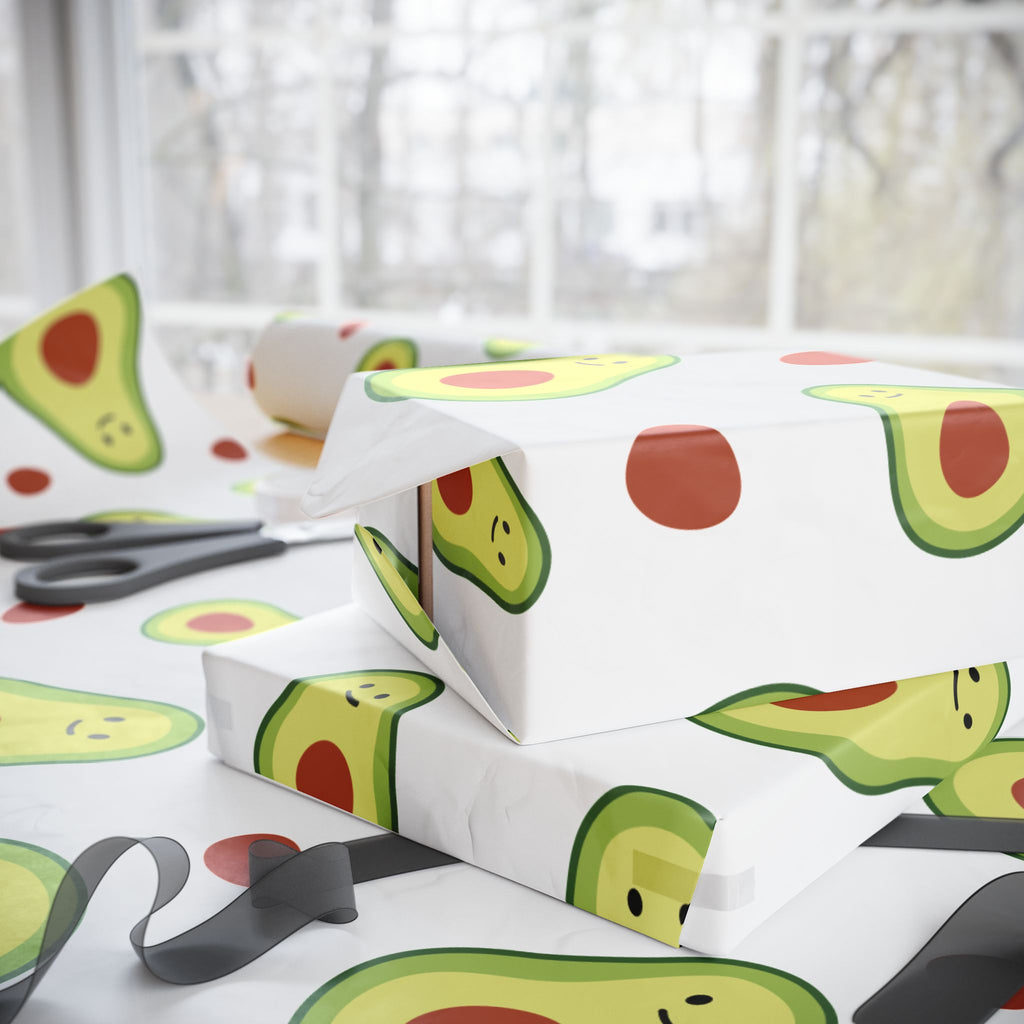 Avocado Pattern Wrapping Paper Roll — Cute Avocado Gift Wrap for Birthdays & Foodies