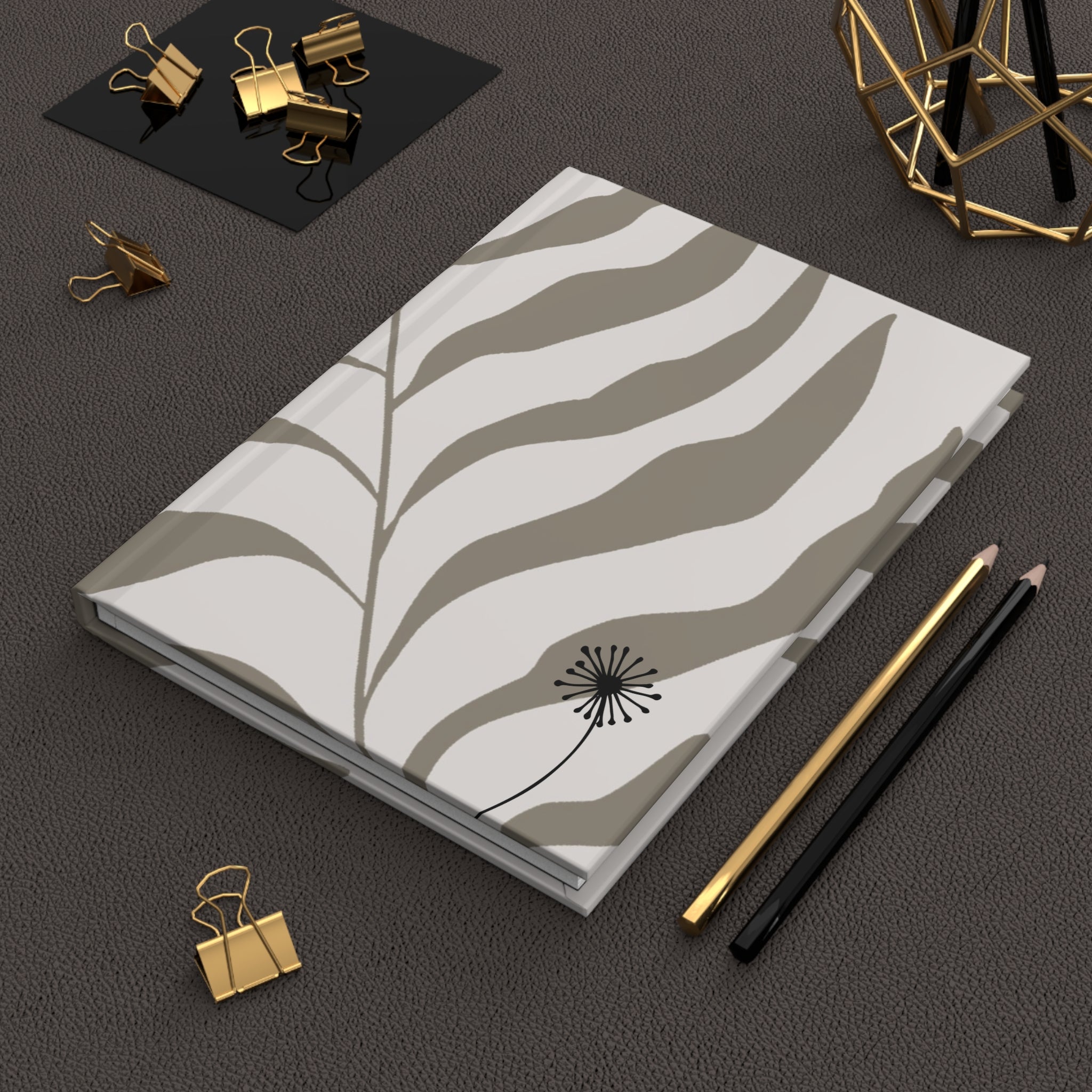 Neutral Palm Leaf Hardcover Journal — Botanical Ruled Notebook for Notes & Planning