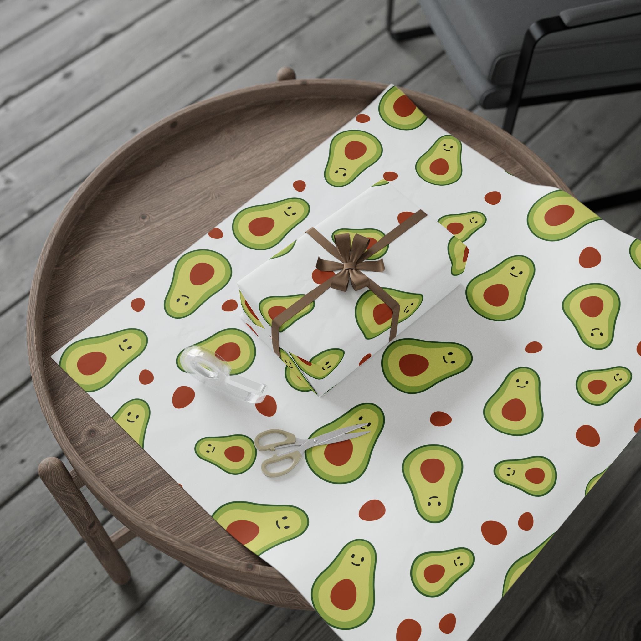 Avocado Pattern Wrapping Paper Roll — Cute Avocado Gift Wrap for Birthdays & Foodies