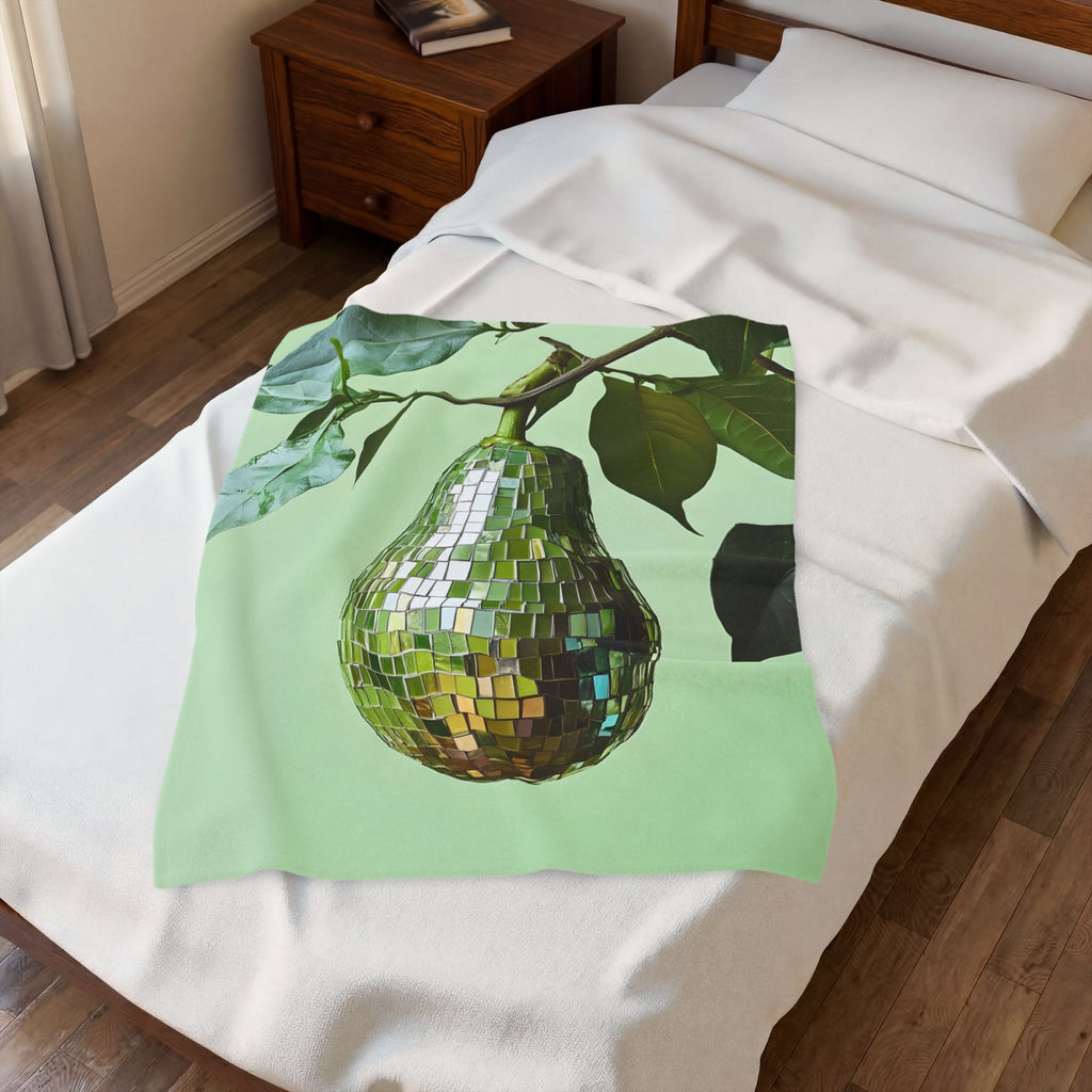 Disco Avocado Plush Blanket for Cozy Nights, Gift for Avocado Lovers, Home Decor, Soft Throw Blanket, Unique Wedding Present
