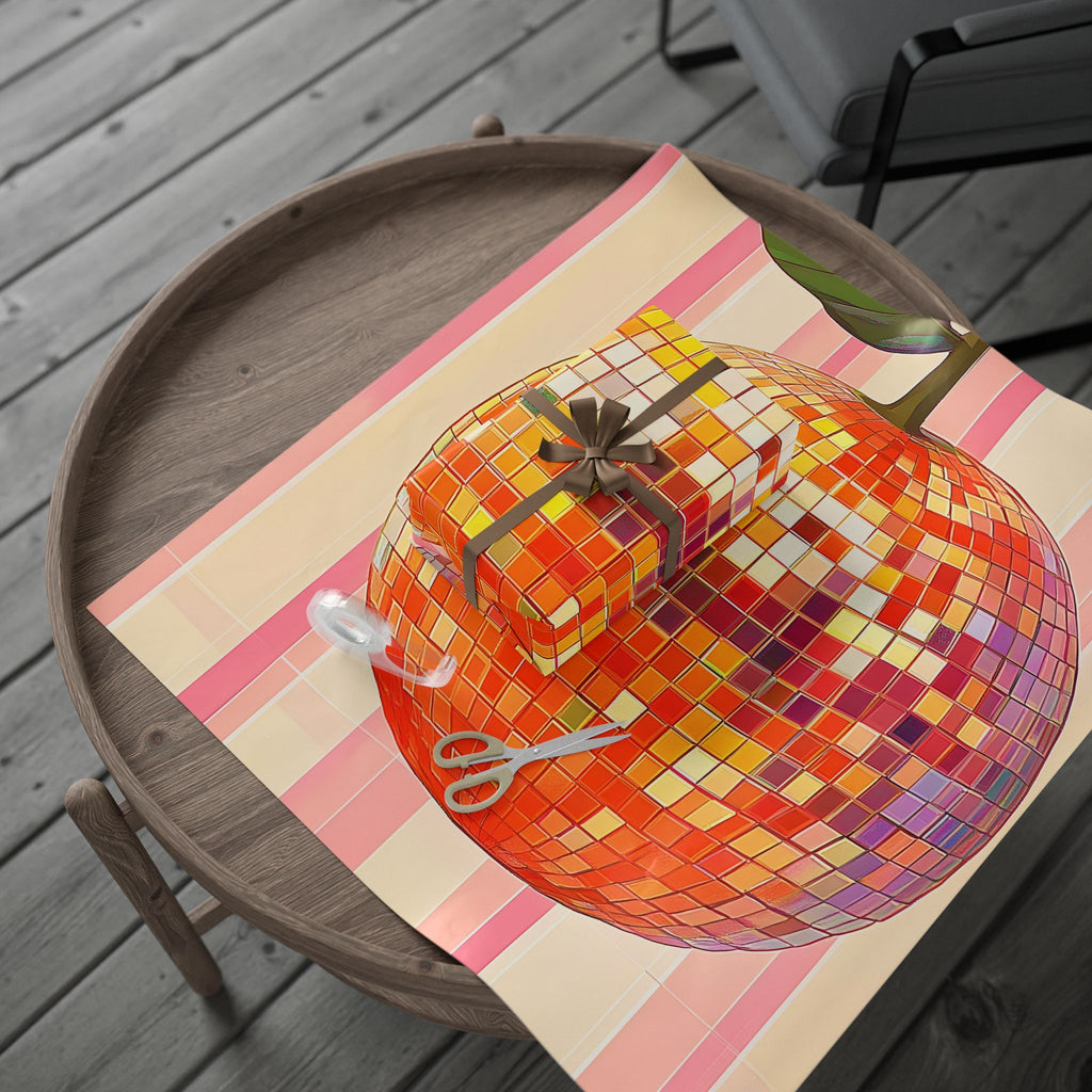 Disco Orange Wrapping Paper — Retro Mosaic Fruit Gift Wrap