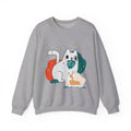 Cute Cat & Corgi Crewneck Sweatshirt — Playful Pet Graphic Pullover
