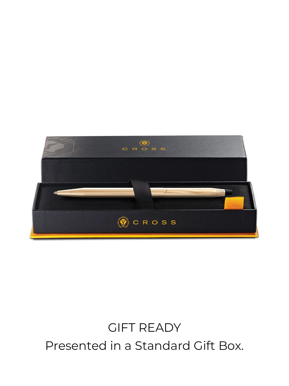 Gold Cross Classic Century pen in a black gift box with 'Cross' branding on a white background.