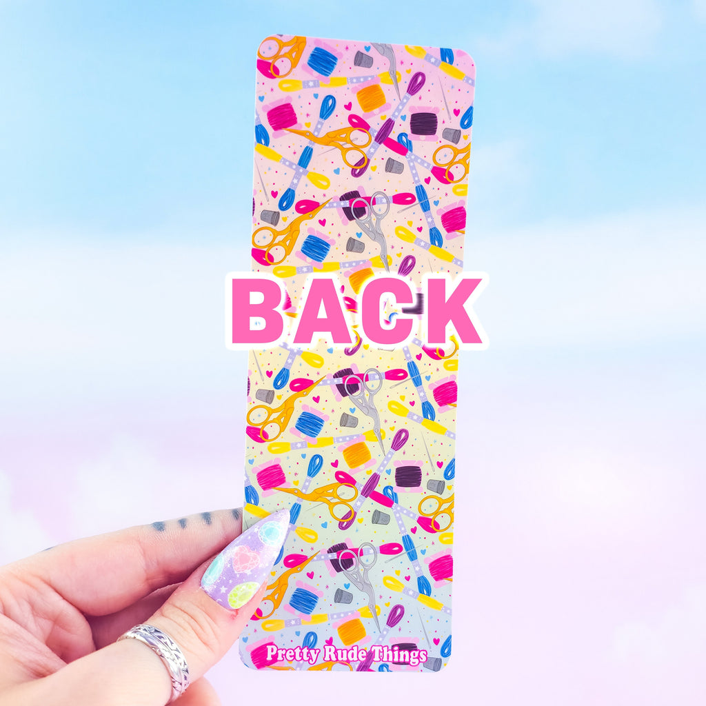 Embroidery Holographic Bookmark - Handmade Sewing & Craft Bookmark, Book Lover Gift