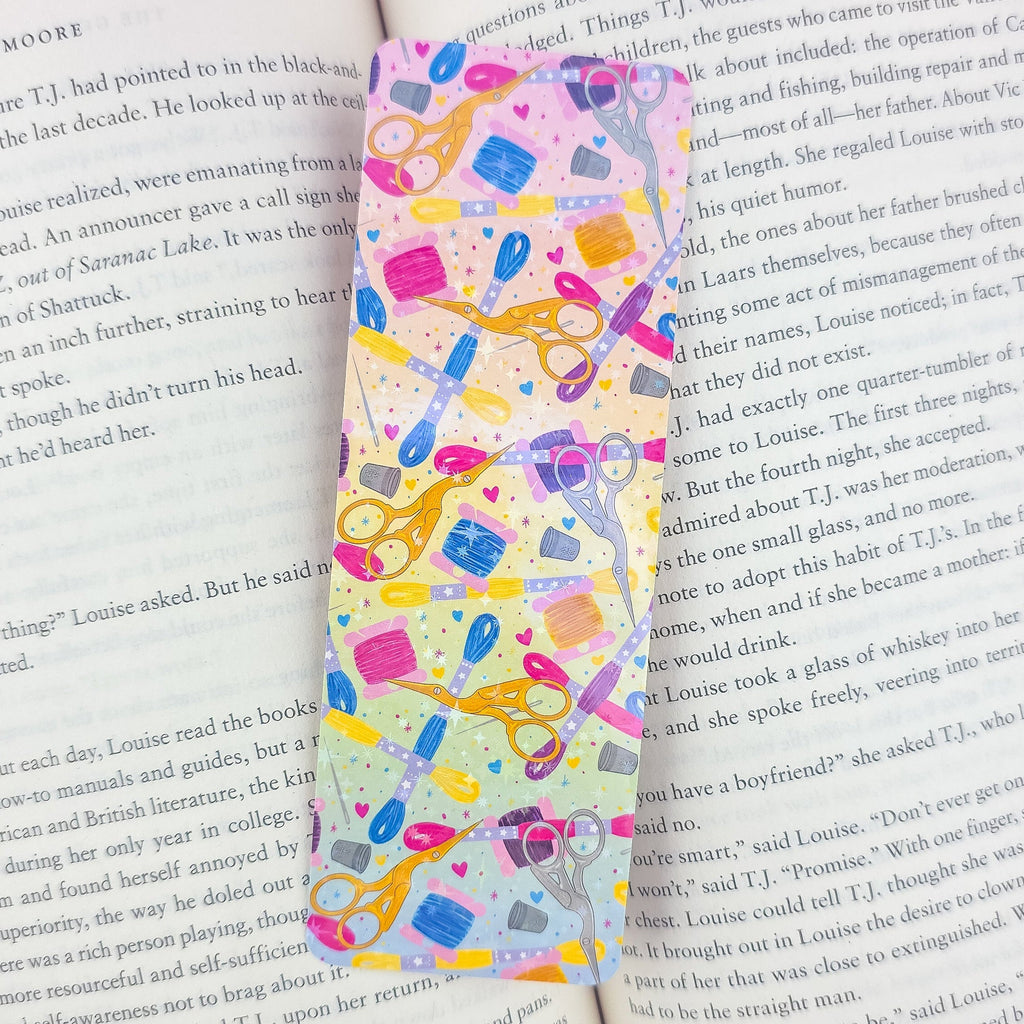 Embroidery Holographic Bookmark - Handmade Sewing & Craft Bookmark, Book Lover Gift