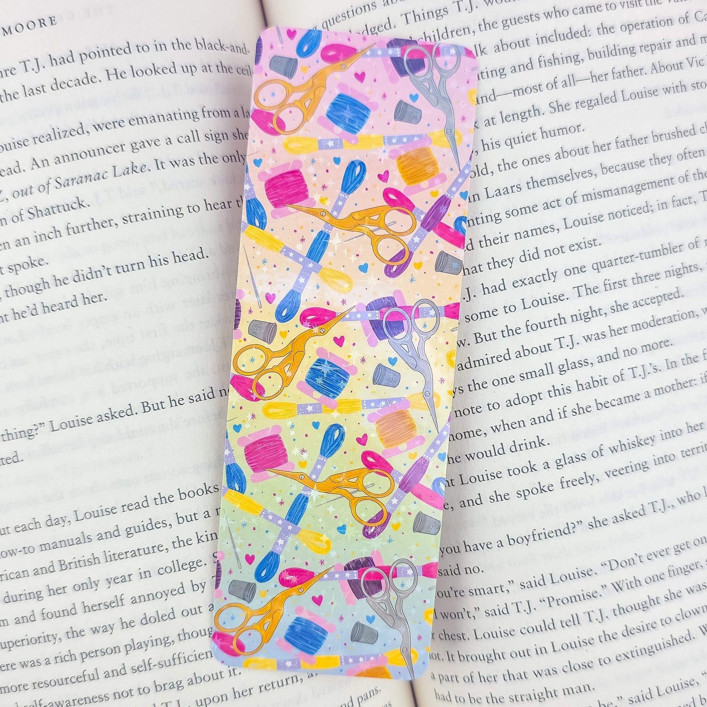 Embroidery Holographic Bookmark - Handmade Sewing & Craft Bookmark, Book Lover Gift