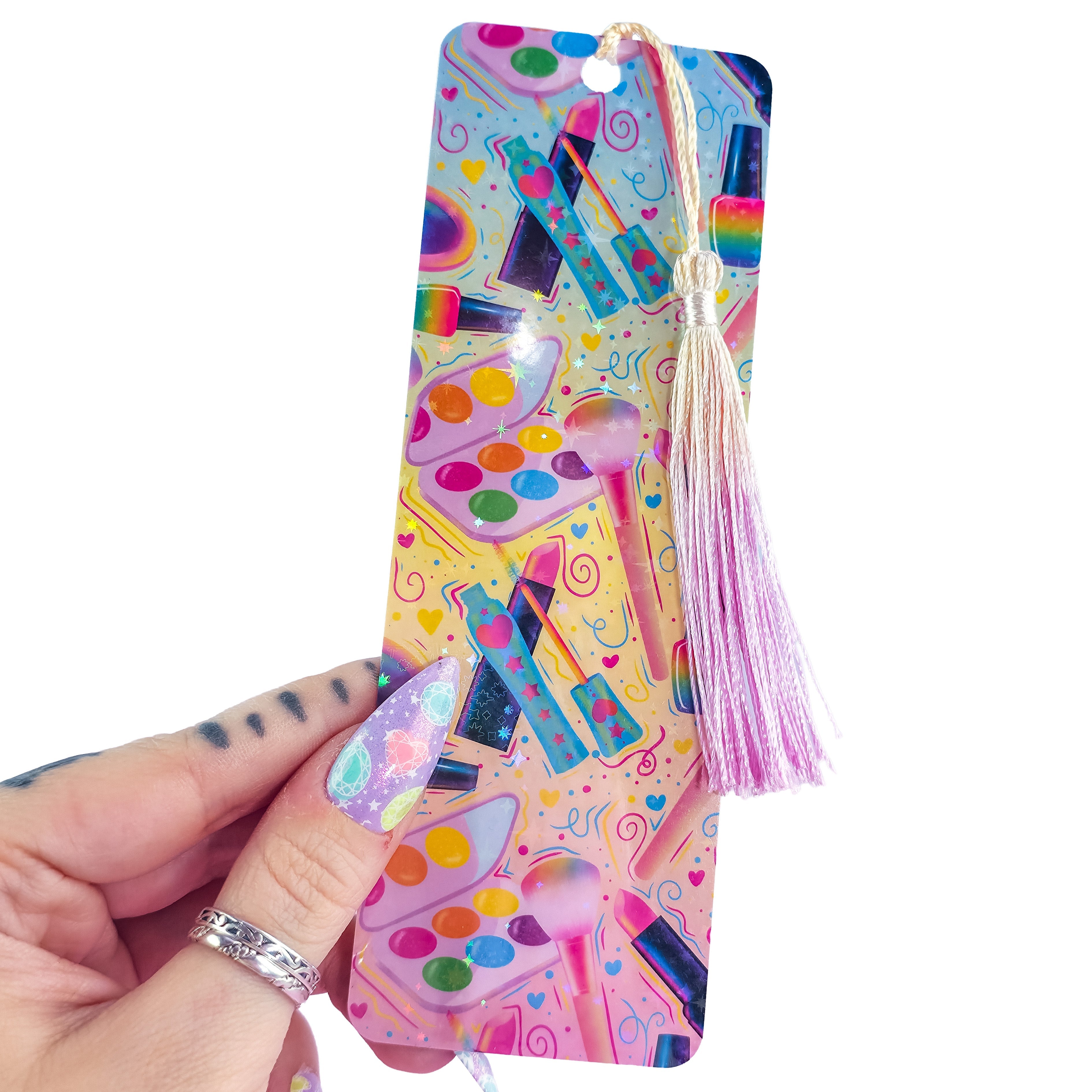 Makeup Holographic Bookmark - Cute Colorful Beauty Bookmark, Book Lover Gift