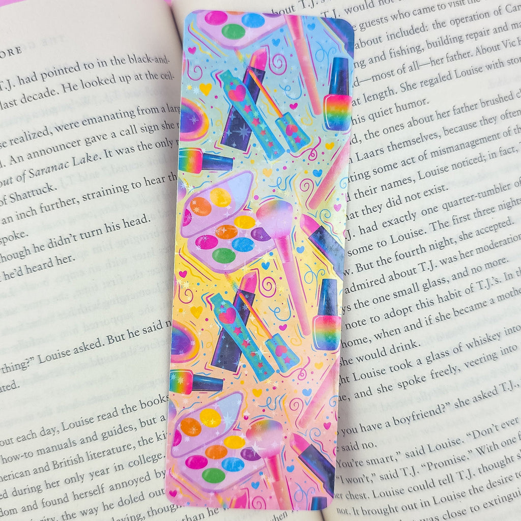 Makeup Holographic Bookmark - Cute Colorful Beauty Bookmark, Book Lover Gift