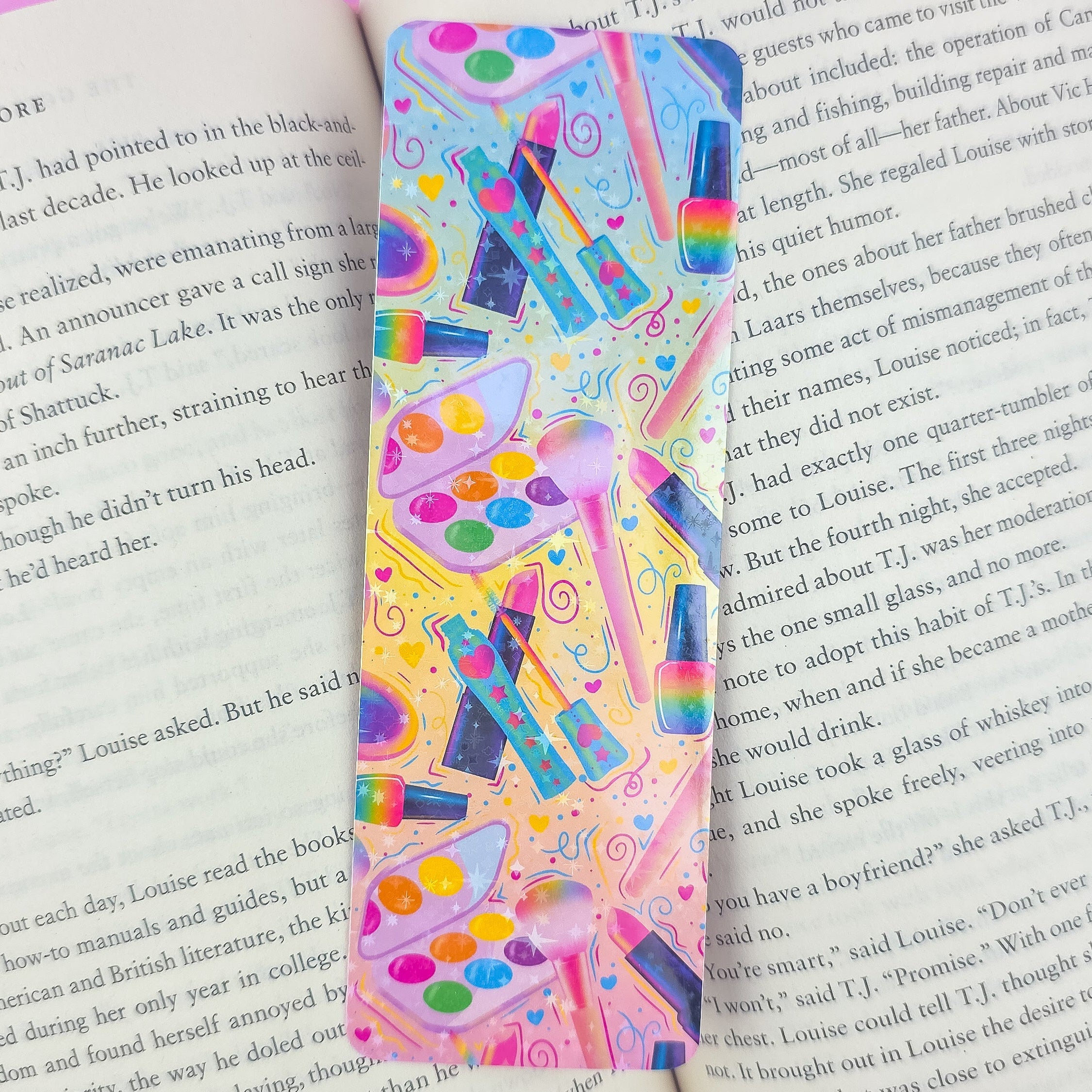 Makeup Holographic Bookmark - Cute Colorful Beauty Bookmark, Book Lover Gift