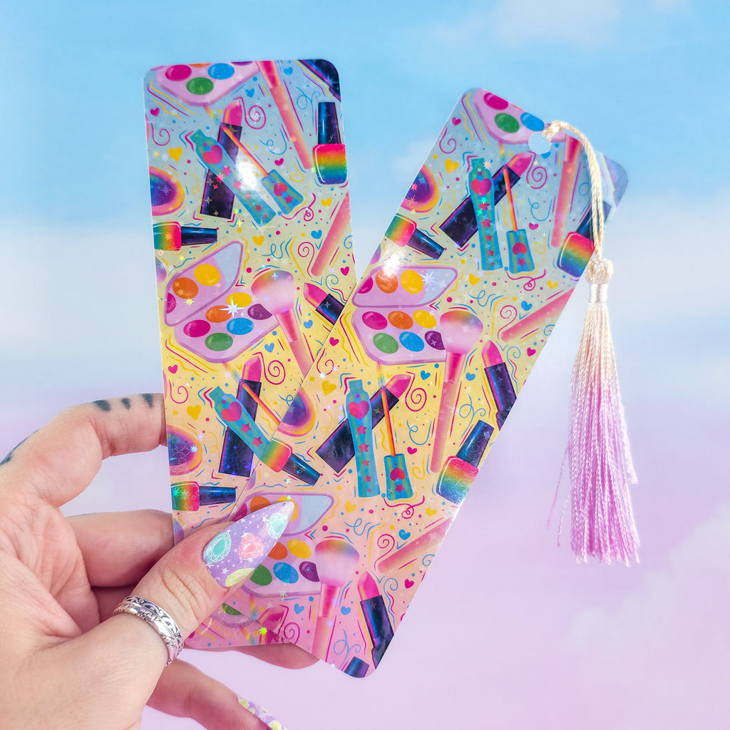 Makeup Holographic Bookmark - Cute Colorful Beauty Bookmark, Book Lover Gift