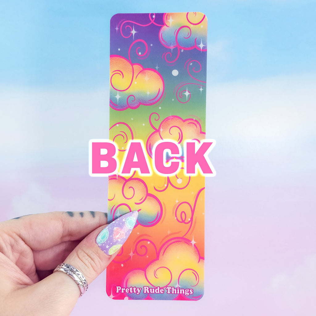 Rainbow Holographic Clouds Bookmark - Cute Colorful Bookmark, Book Lover Gift